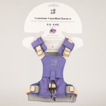 Dog Step-in Guardian Harness with genuine Amethyst charm