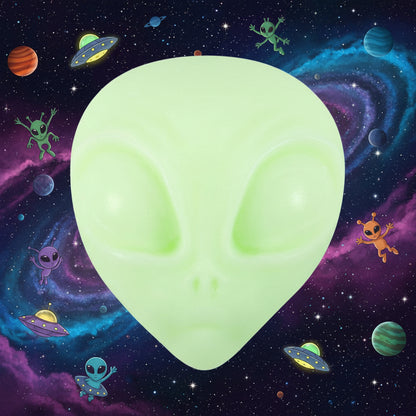 Light green alien-shaped object on a white background