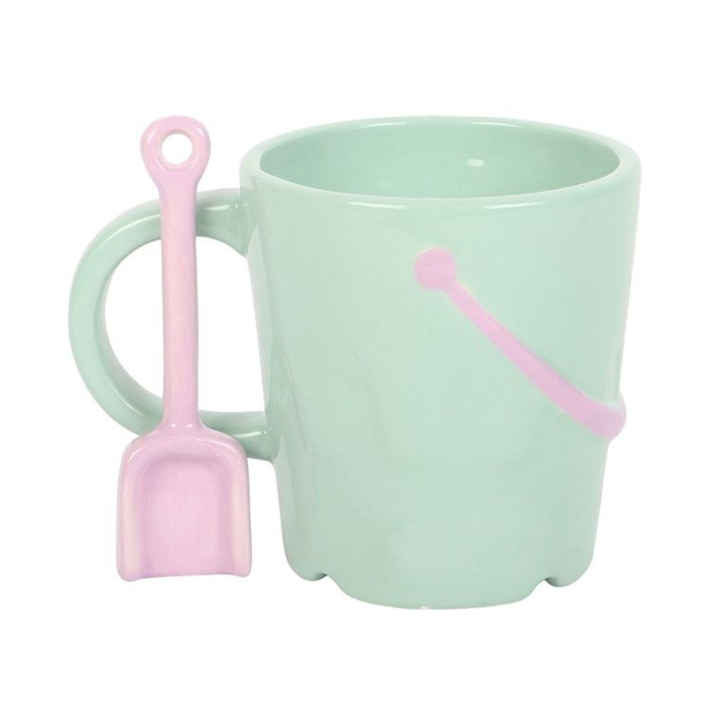 Pastel Bucket Mug with Spade Spoon