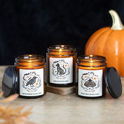 Frightful Folk Apothecary Candle – Moth, Cat & Raven