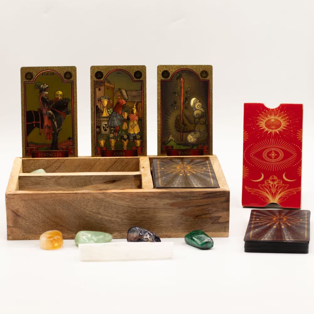 Three-Section Tarot Box with Card Holder