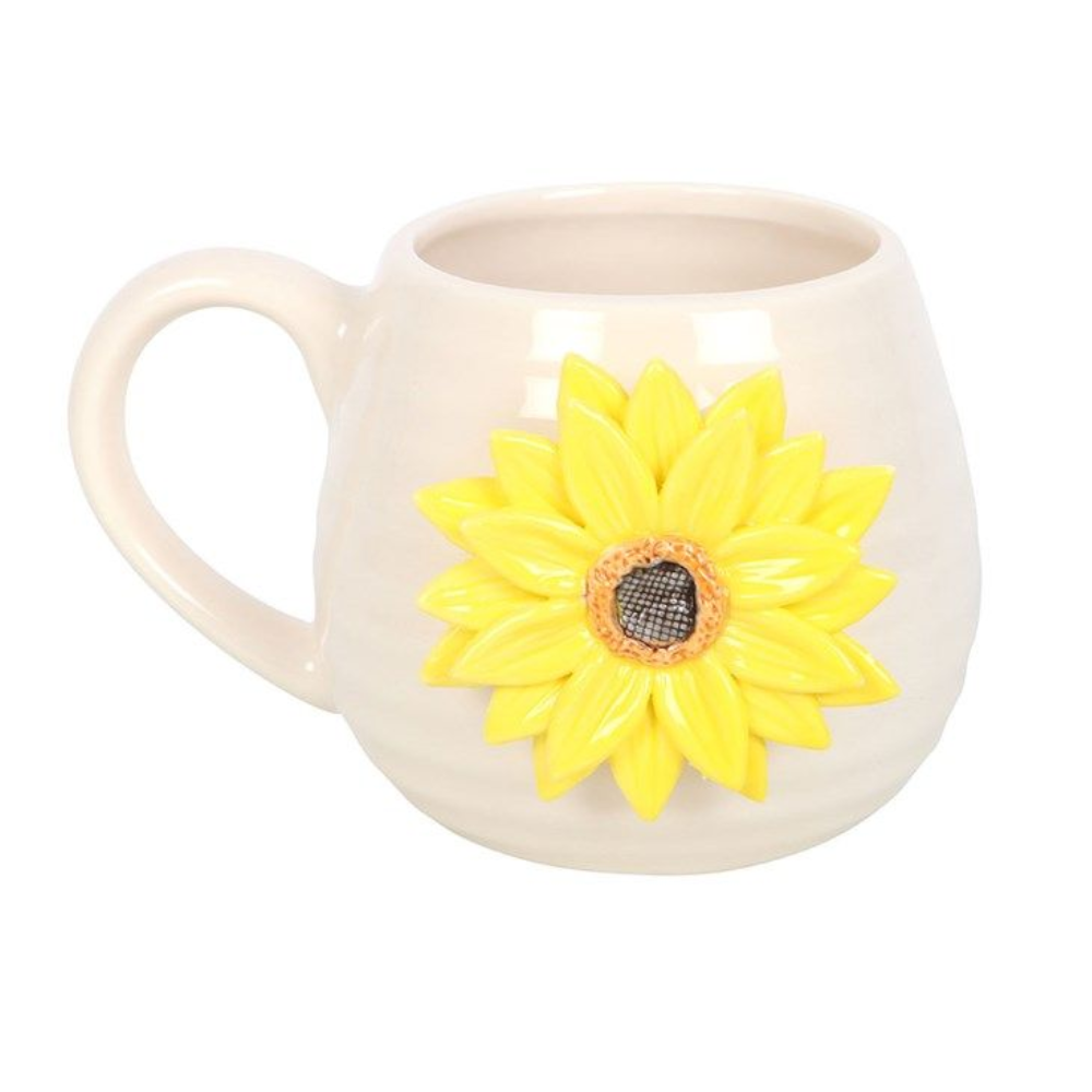 Hello Sunshine Rounded Mug with 3D Sunflower