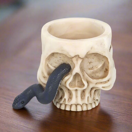 Skull Tealight Holder with Snake