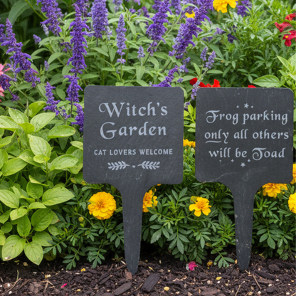 Set of 4 Slate Gothic Garden Signs