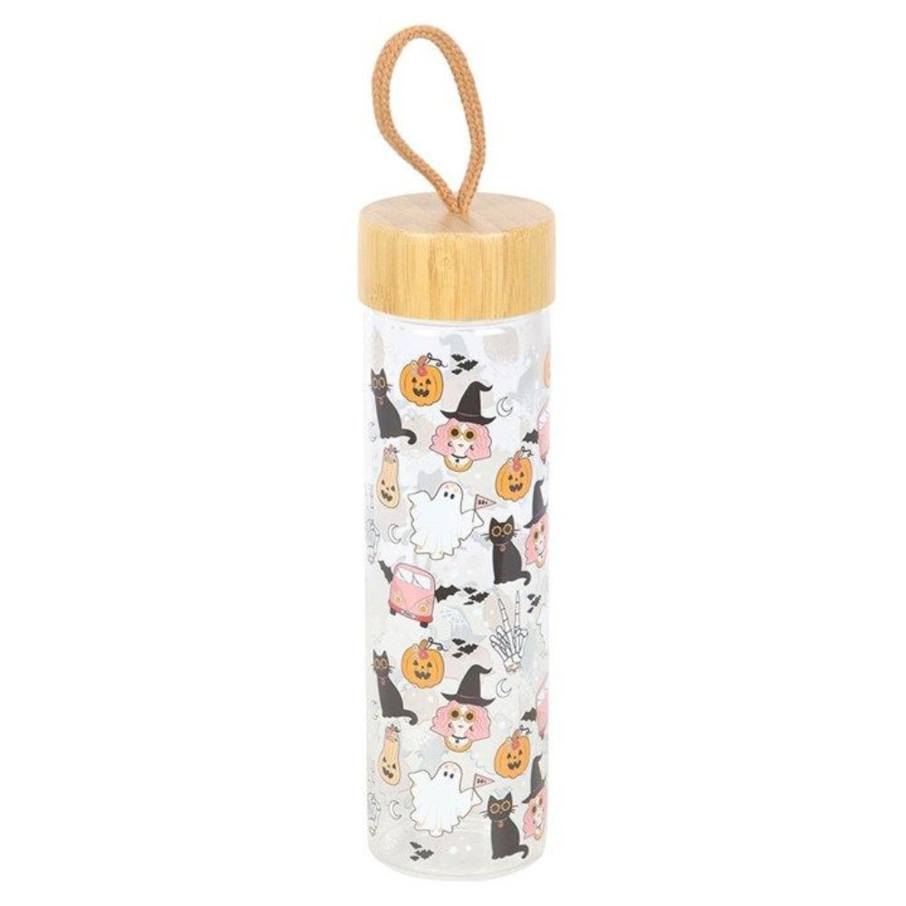 Ghost Print Glass Water Bottle