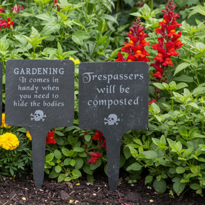 Set of 4 Slate Gothic Garden Signs