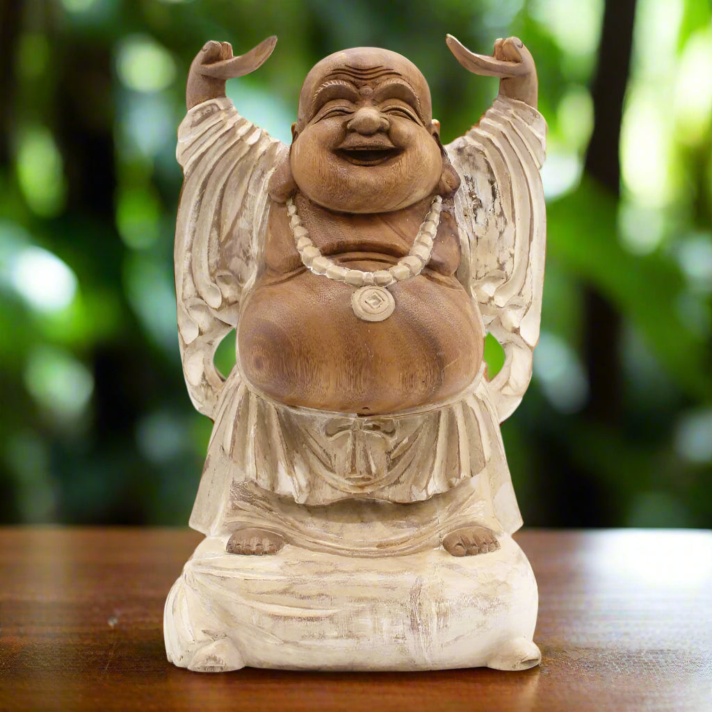 Happy Buddha Wooden Statue
