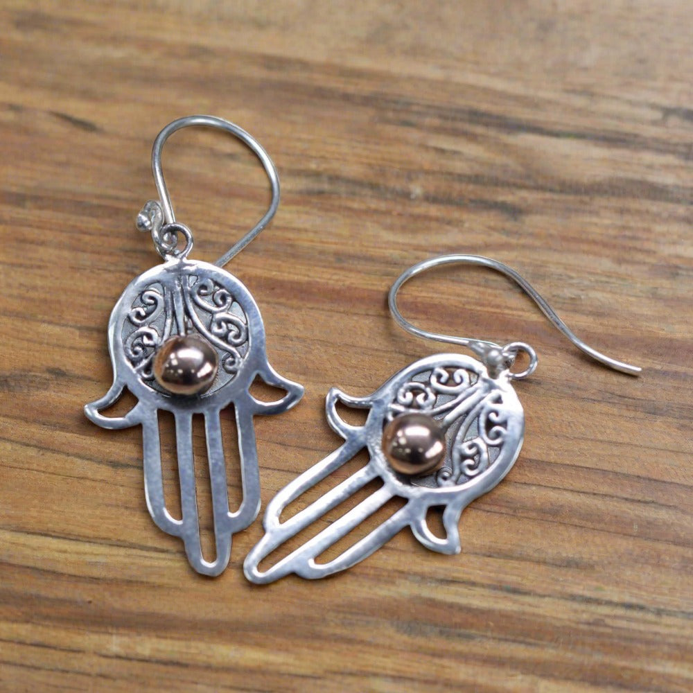 Silver & 18k Gold Earring – Hamsa