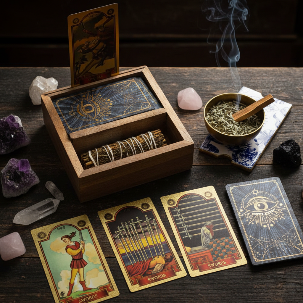 Two-Section Tarot Box with Daily Card Holder
