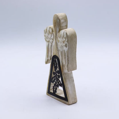 Mango Wood Angel with Iron Holly detailing.