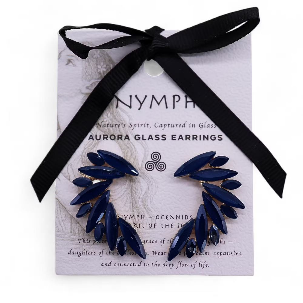 Royal Blue - Vintage Glass - Angel Wings - Earrings