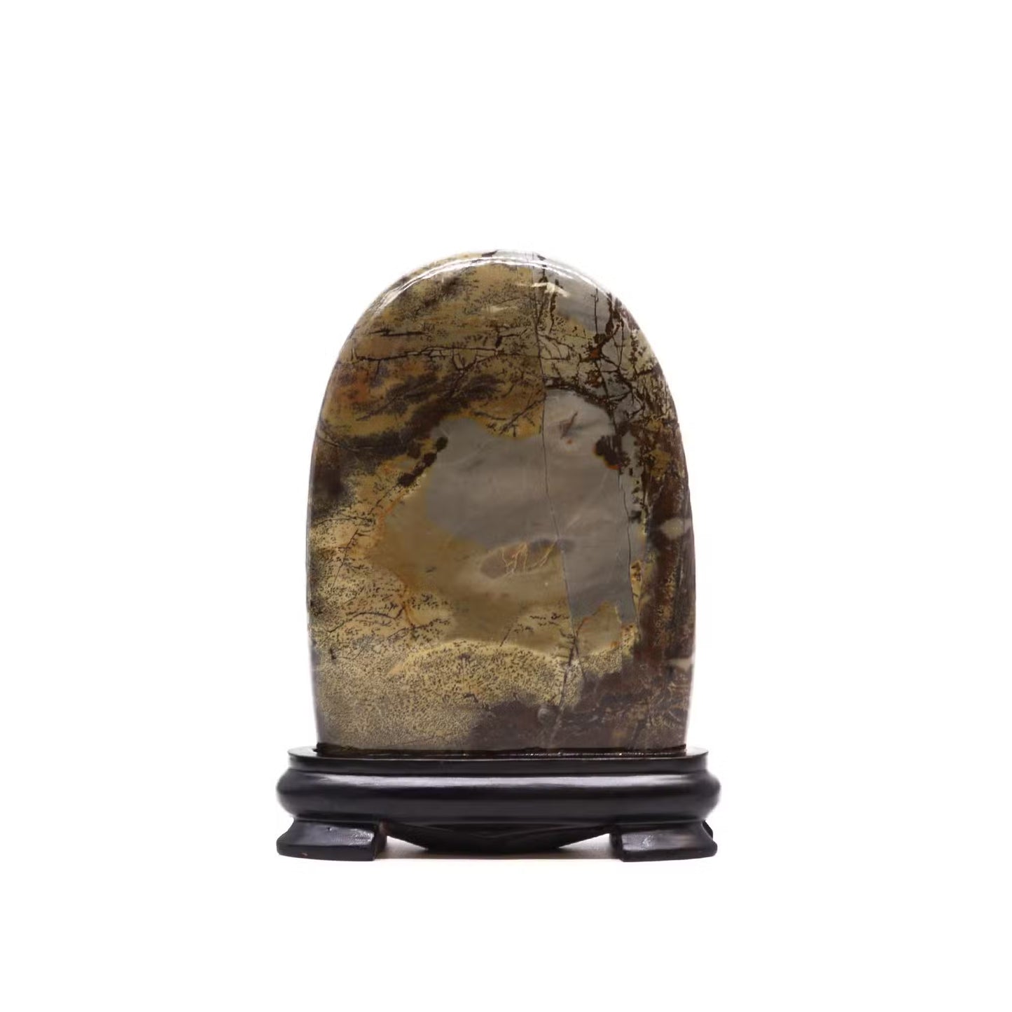 Guohua Picture Stone Art on Rosewood Stand