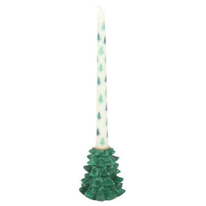 Green Fir Tree Candle Holder with Taper Candle