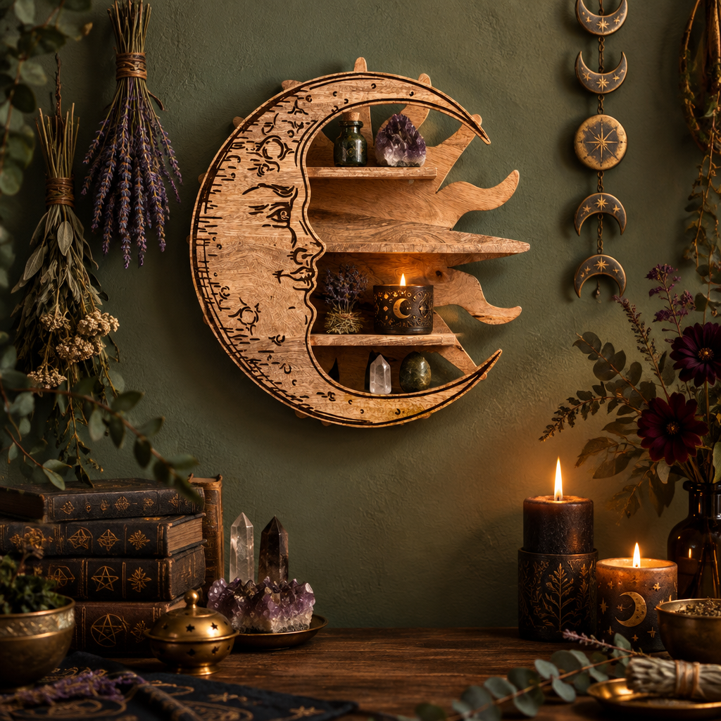Sun & Moon 3 Tier Wall Shelf
