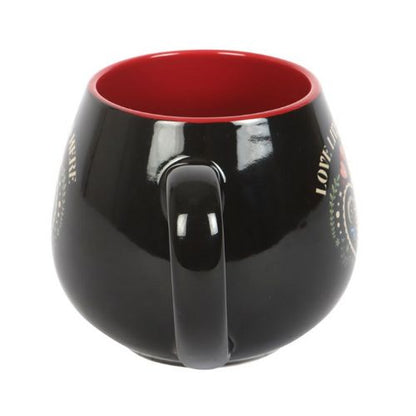 Love Lives Here Folk Heart Rounded Mug