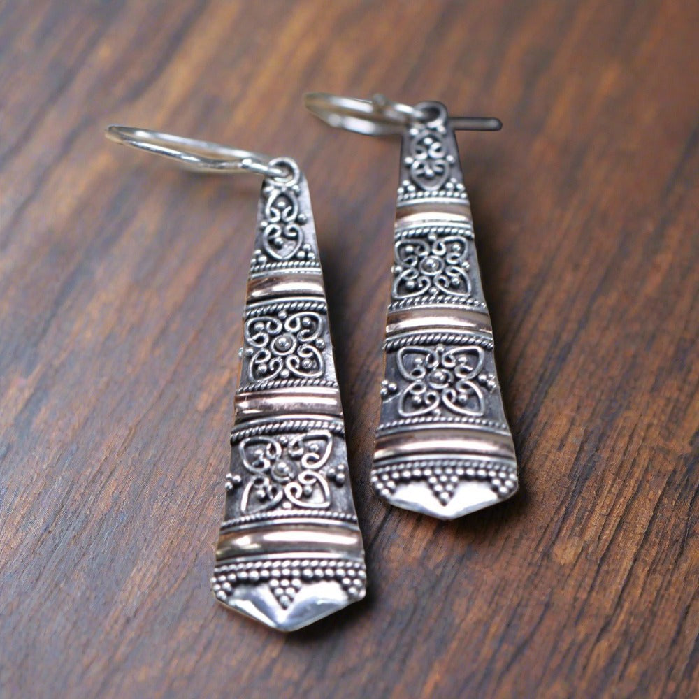 Silver & Gold Earring - Tribal Drops