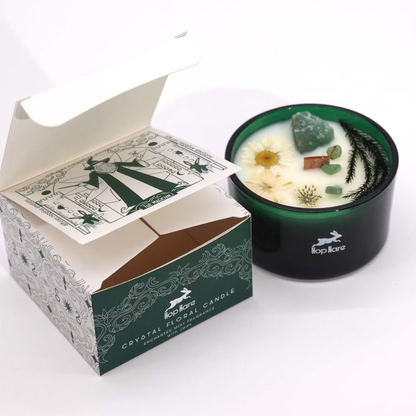 Crystal floral candle in a decorative box with 'lilofilare' branding on a white background