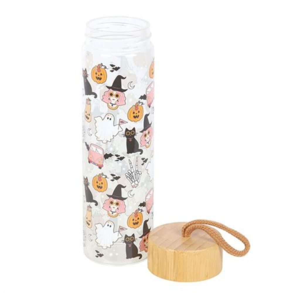 Ghost Print Glass Water Bottle