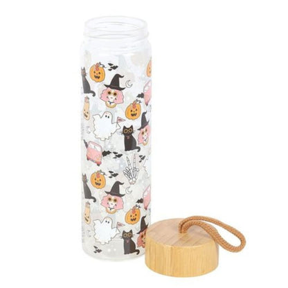 Ghost Print Glass Water Bottle