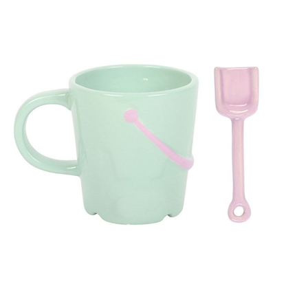 Pastel Bucket Mug with Spade Spoon