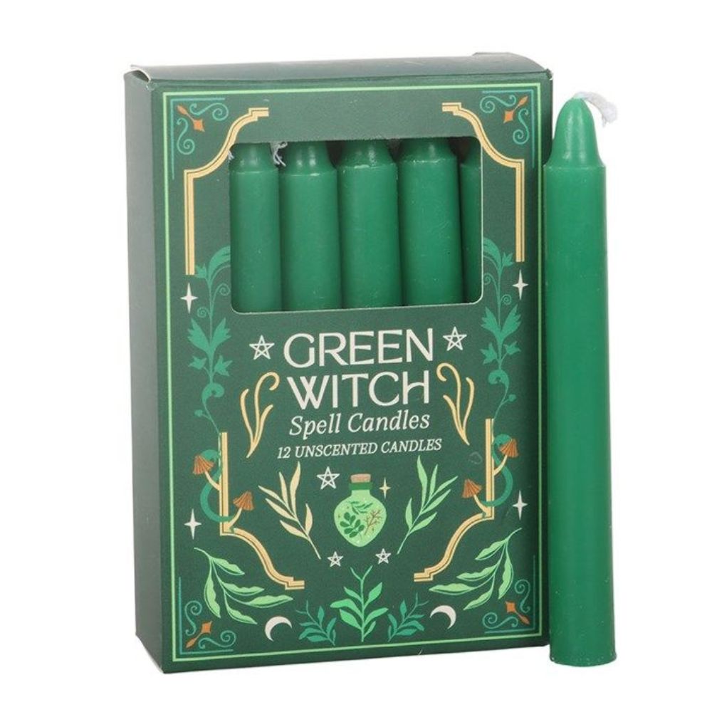 Pack of 12 Green Witch Spell Candles
