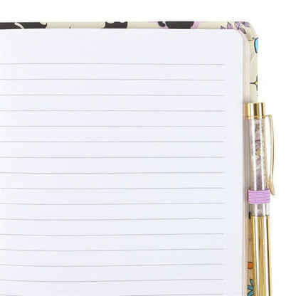 Black Cat Notebook & Amethyst Chip Pen Set