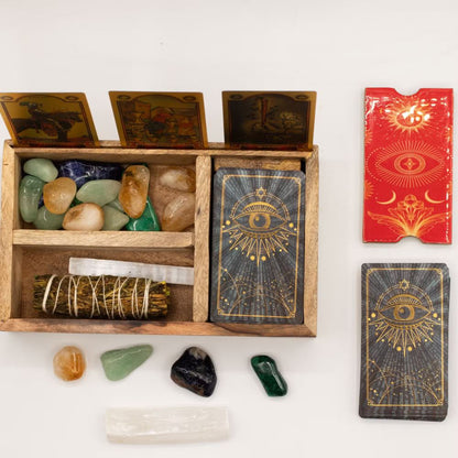 Three-Section Tarot Box with Card Holder