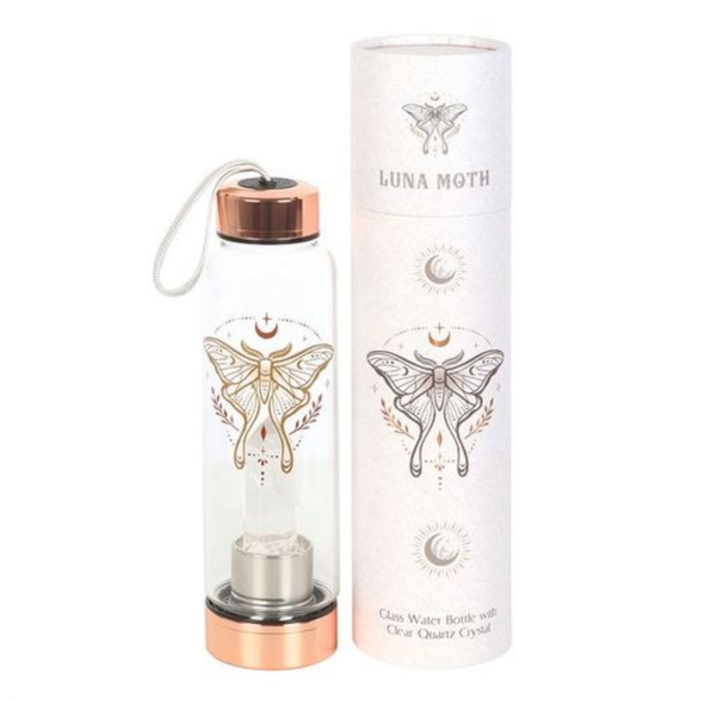 Glass Water Bottle - Luna Moth