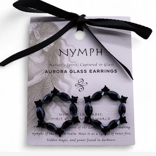 Jet Black - Vintage Glass - Loop - Earrings