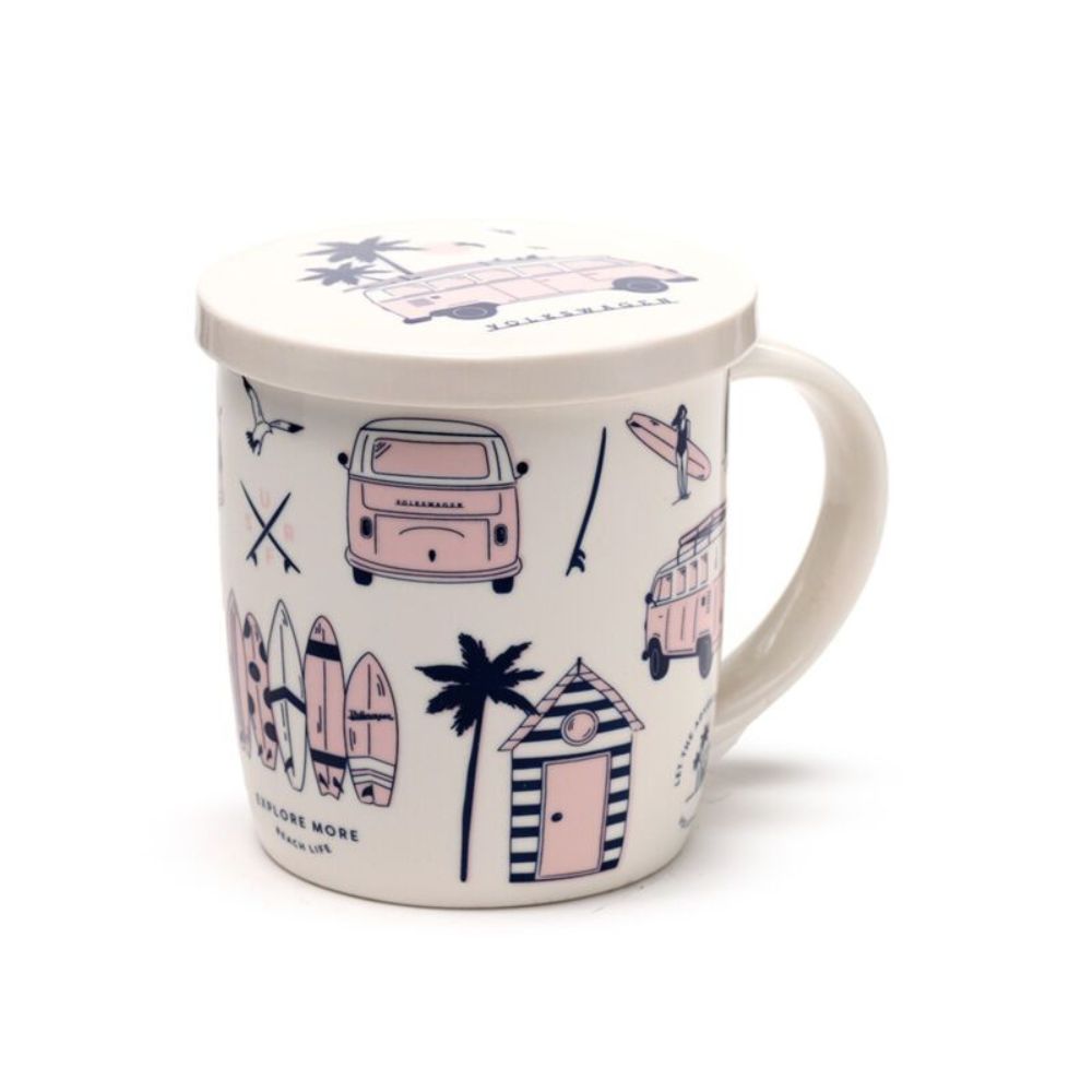 VW T1 Camper Bus Mug Set with Lid - ‘Explore More’