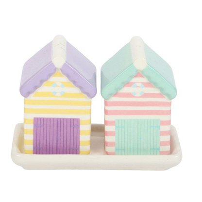 Pastel Beach Hut Salt and Pepper Shakers