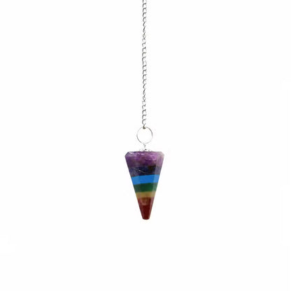 Handmade Chakra 7 Slice Gemstone Pendulum