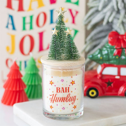 Glass Candle with Tree toppers
