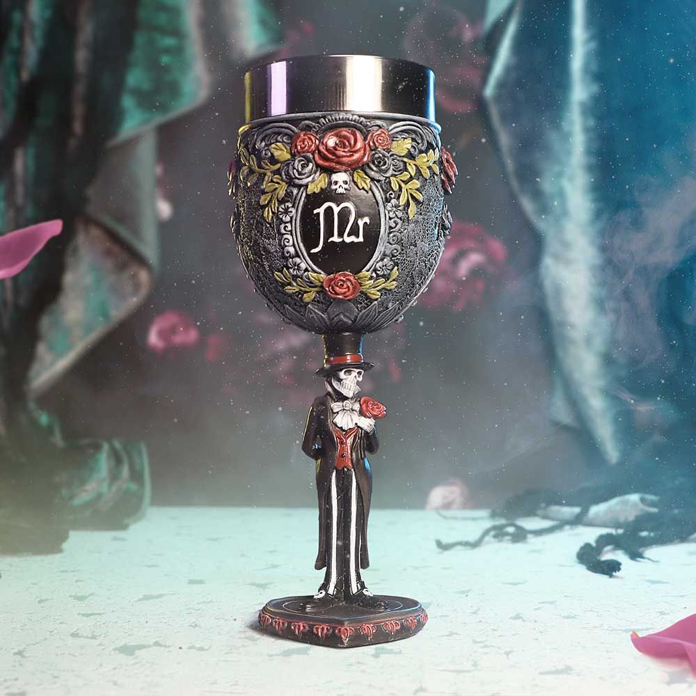 Mr and Mrs gothic Skeleton Goblet