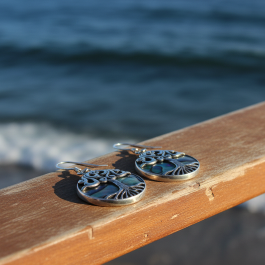 Silver Abalone Shell Earrings