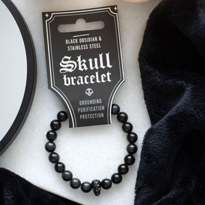 Black Obsidian Skull Bracelet