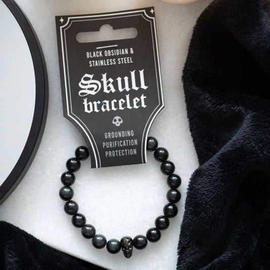 Black Obsidian Skull Bracelet