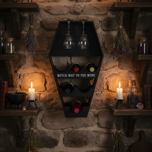 Coffin shaped wine rack