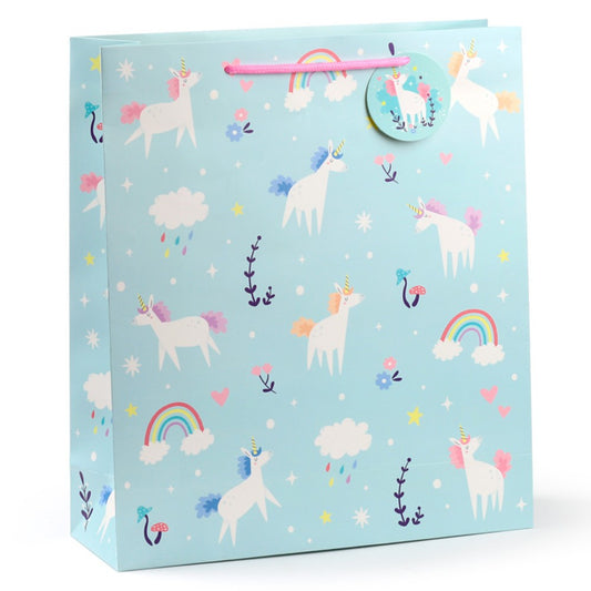 Unicorn Extra Large Gift Bag - Pastel Blue