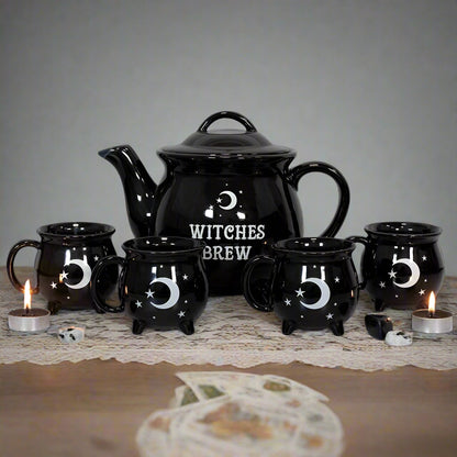 Witches Brew Ceramic Cauldron Tea Set