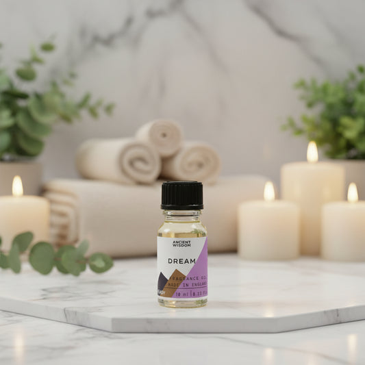 A 10ml bottle of 'Gothic Dream' fragrance oil by Ancient Wisdom 