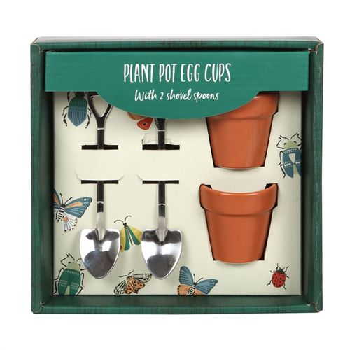 Plant Pot Egg Cup Set with Shovel Spoon Gift Set
