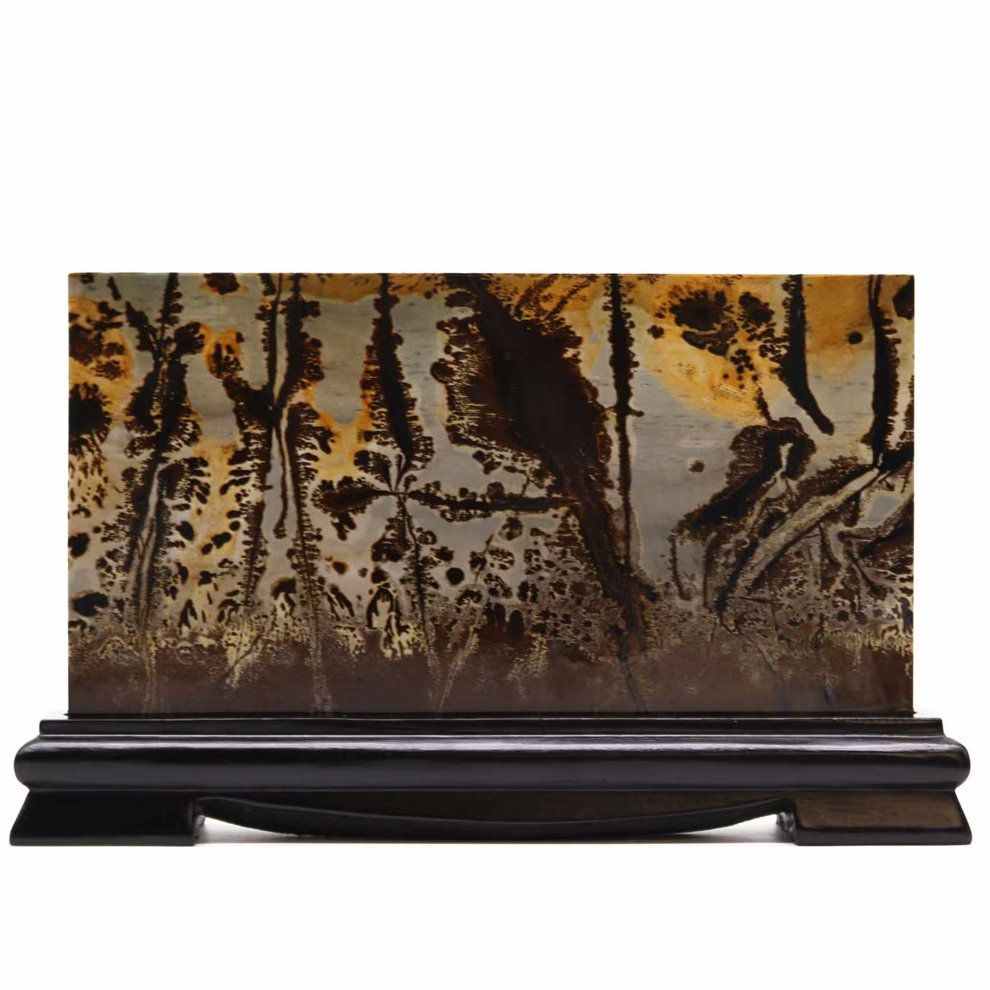 Guohua Picture Stone Art on Rosewood Stand