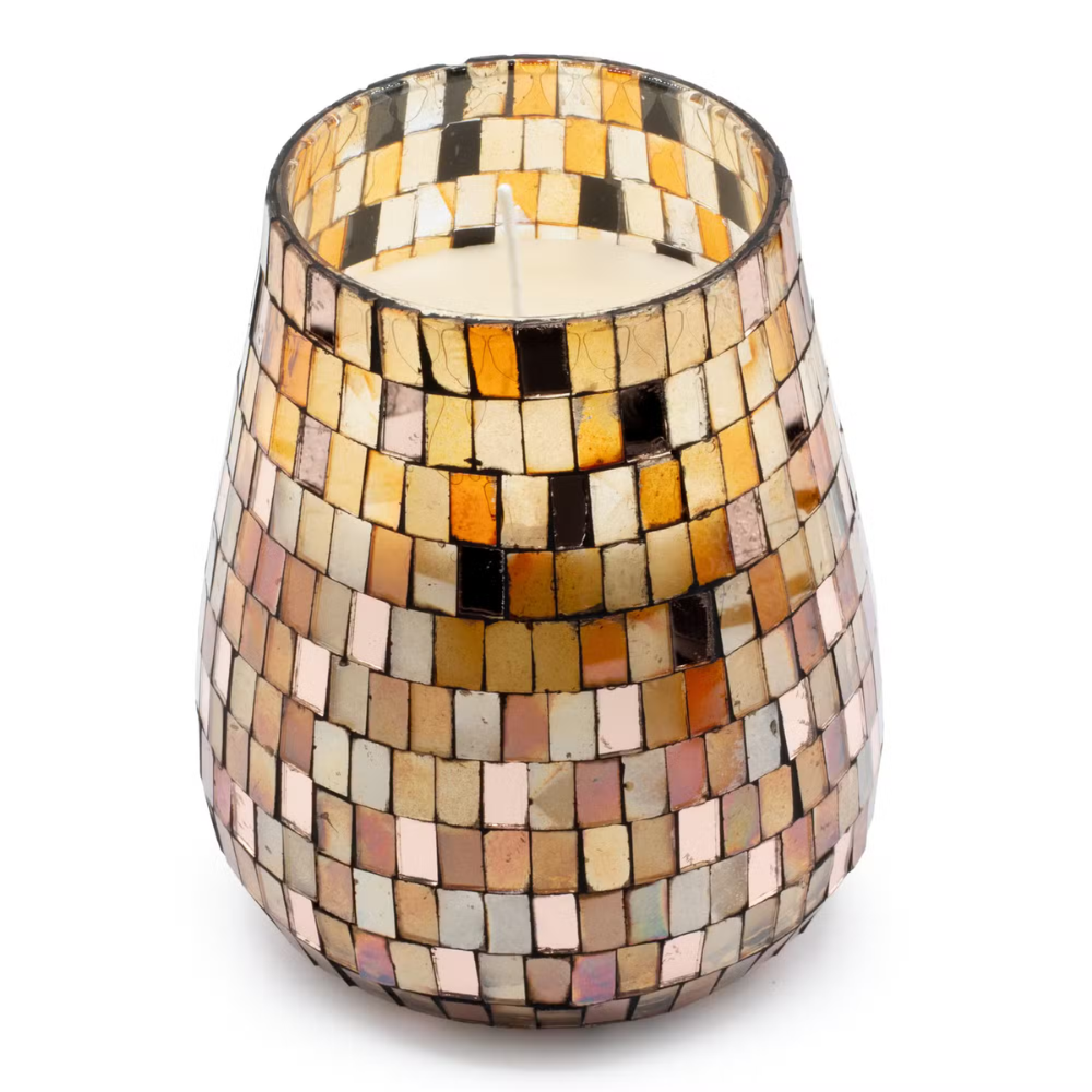 Amber Mosaic Glass Candle