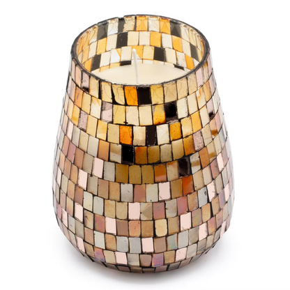 Amber Mosaic Glass Candle