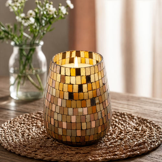 Amber Mosaic Glass Candle