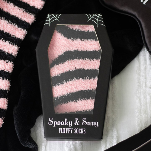 Pink & Black Striped Socks – Coffin Gift Box