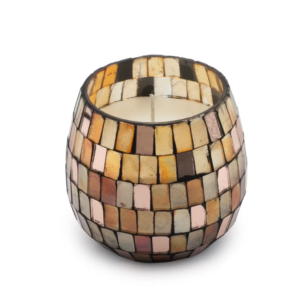 Amber Mosaic Glass Candle