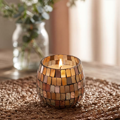 Amber Mosaic Glass Candle